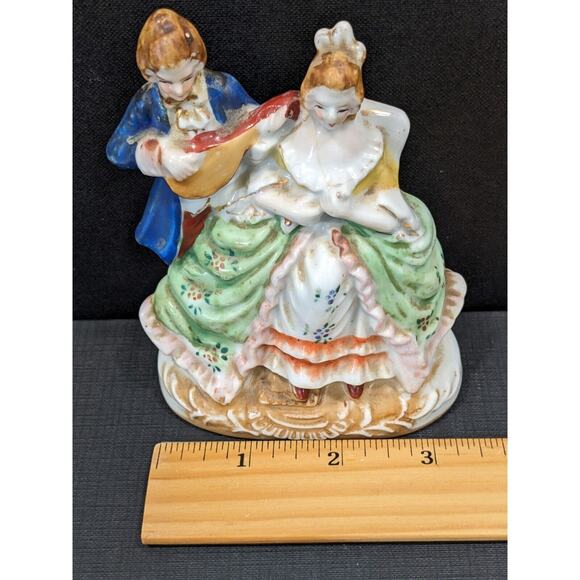 Victorian Figurine Courting Couple VTG Hadson Porcelain Occupied Japan **Crack** - Picture 9 of 11